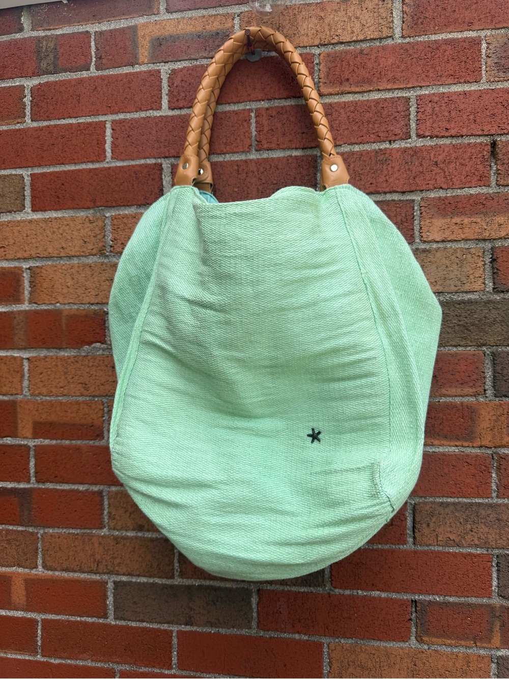 Beach by Matisse Mint Green Woven Oversized Slouchy Tote Bag Braided Handles